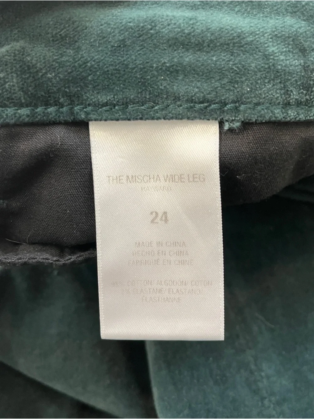 Favorite Daughter Mischa Wide Leg Pants 24 Green Velvet High Rise Trouser